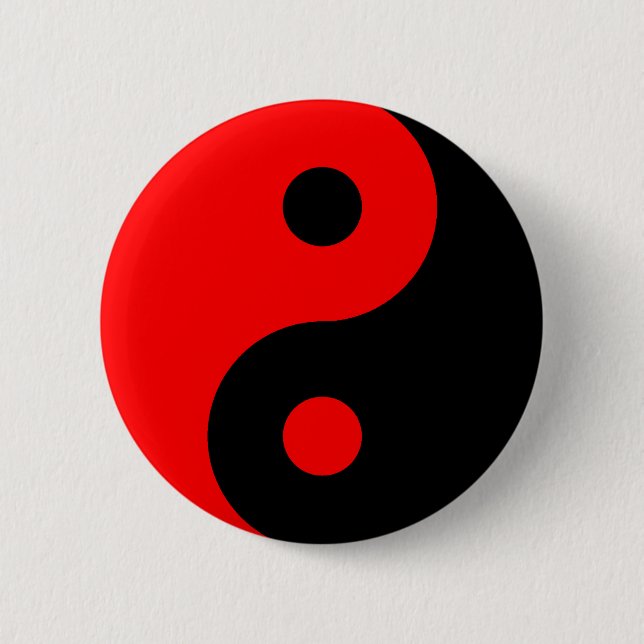 Rött Yin Yang symbol Knapp (Framsida)