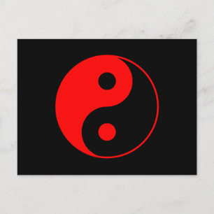 Rött Yin Yang Symbol-vykort Vykort