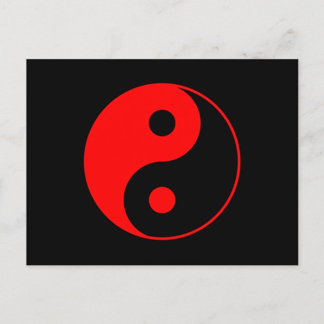Rött Yin Yang Symbol-vykort Vykort (Framsida)