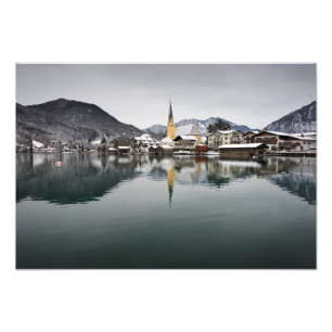 Rottach-Egern på Tegernseen, Bayern i vinter Fototryck
