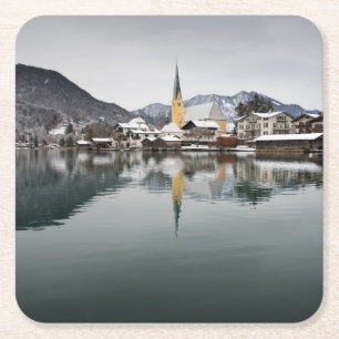 Rottach-Egern på Tegernseen, Bayern i vinter Underlägg Papper Kvadrat