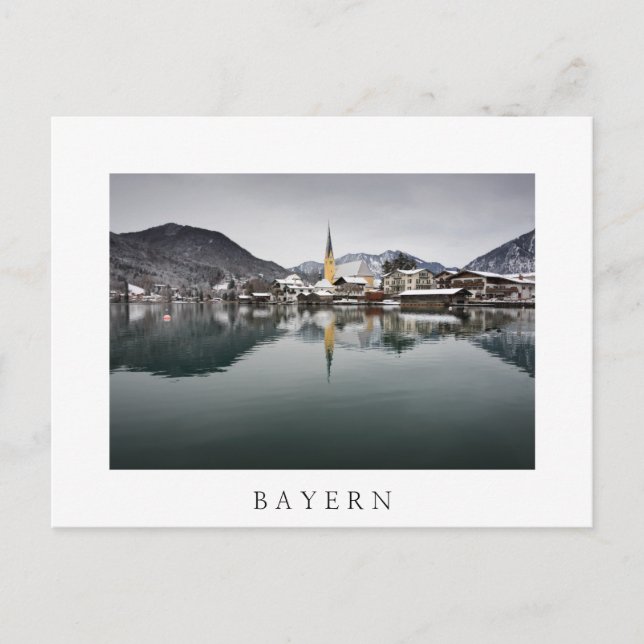Rottach-Egern vid Tegernsee, Bayern på vintern Vykort (Framsida)