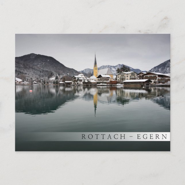 Rottach-Egern vid Tegernsee, Bayern på vintern Vykort (Framsida)