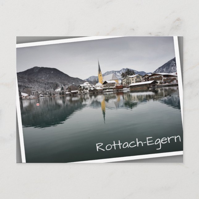 Rottach-Egern vid Tegernsee, Bayern på vintern Vykort (Framsida)