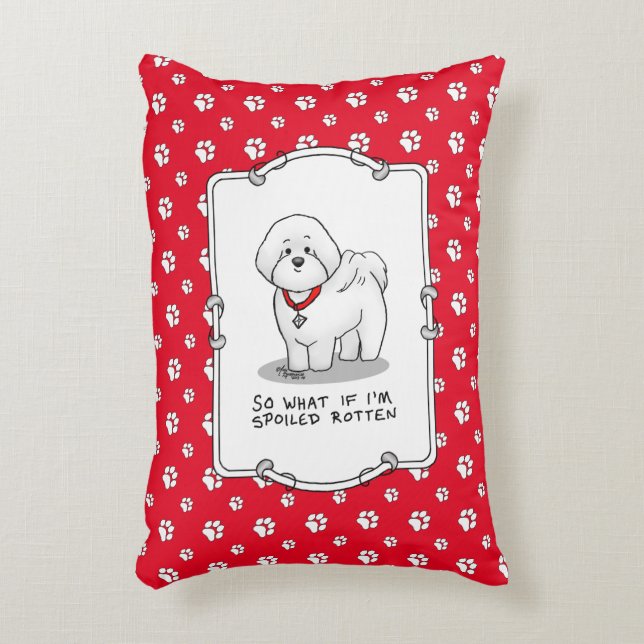 Rotten Bichon Frise Hund - Cute Prydnadskudde (Framsidan(Vertikal))
