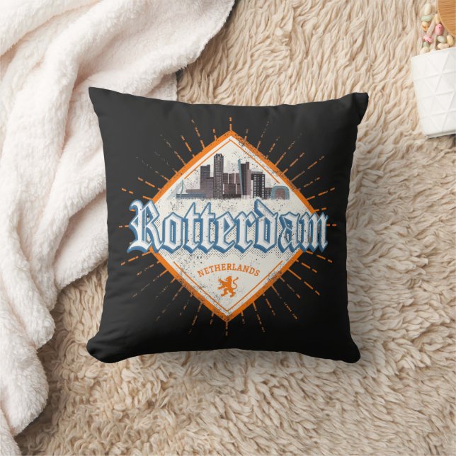 Rotterdam City Netherlands Skyline Dutch Vintage Kudde (Filt)