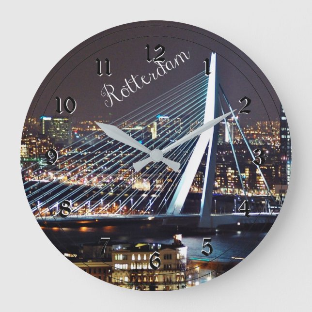Rotterdam cityscape Acrylic Wall Clock Stor Klocka (Framsida)