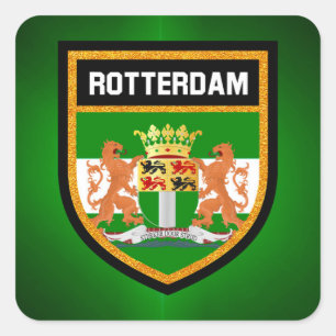 Rotterdam flagga fyrkantigt klistermärke
