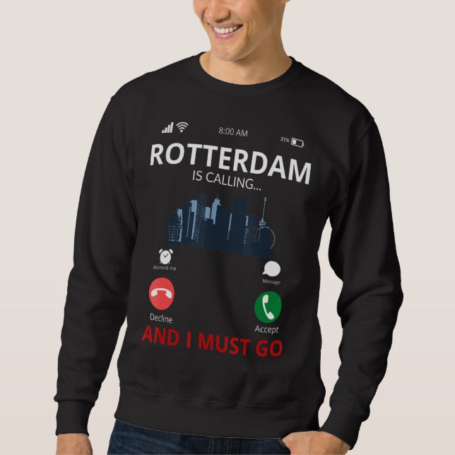Rotterdam kallar Nederländerna Souvenir Lång Ärmad Tröja (Framsida)