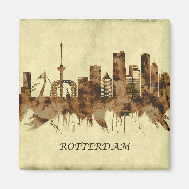 Rotterdam Nederländerna Cityscape Magnet (Framsidan)