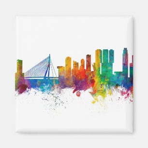 Rotterdam Nederländerna Skyline Magnet