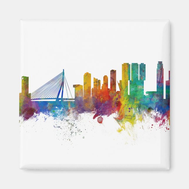 Rotterdam Nederländerna Skyline Magnet (Framsidan)