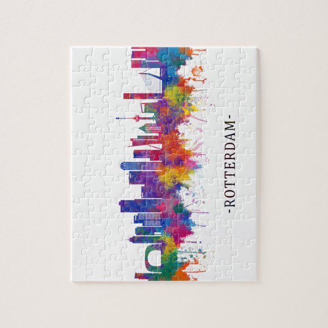 Rotterdam Nederländerna Skyline Pussel (Vertikal)