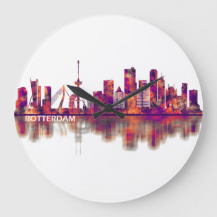 Rotterdam Nederländerna Skyline Stor Klocka