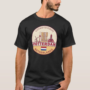 Rotterdam Netherlands City Skyline Emblem T Shirt