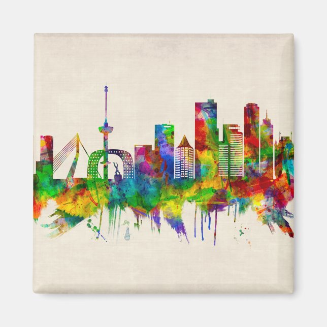 Rotterdam Netherlands Skyline Magnet (Framsidan)