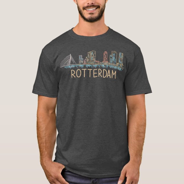 Rotterdam Netherlands UniUnique Hand plockade Art  T Shirt (Framsida)