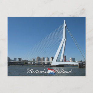 Rotterdam Skyline och Bridge Holland Postcard Vykort