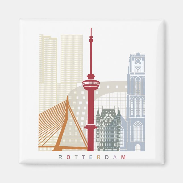 Rotterdam skyline poster magnet (Framsidan)