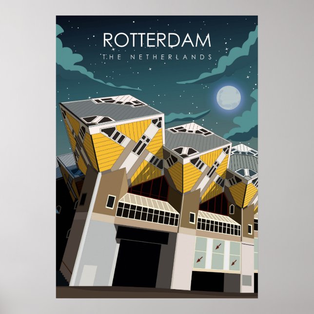 Rotterdam Vintage Minimal Dutch Travel Poster (Framsidan)