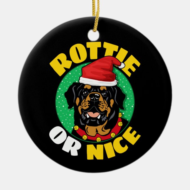 Rottie eller Nice Rottweiler-jul Julgransprydnad Keramik (Framsidan)