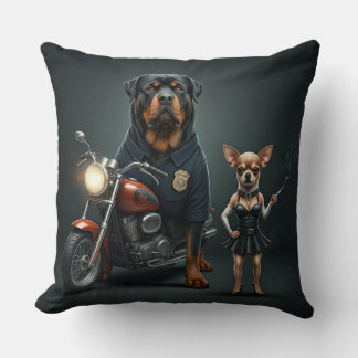 Rottie Hund Polis och Arbets Chihuahua Kudde