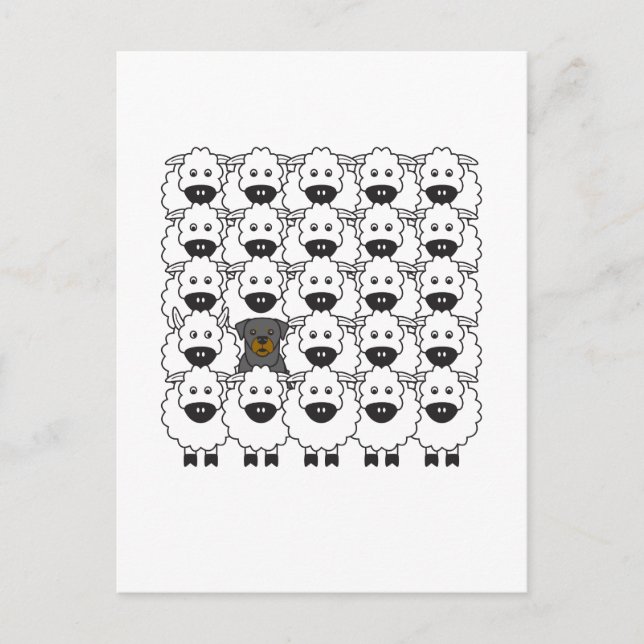 Rottie i får vykort (Framsida)