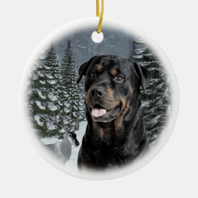 Rottie julprydnad julgransprydnad keramik (Framsidan)