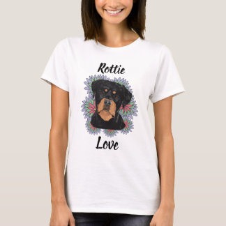 Rottie Kärlek T-Shirt – Whimsical Rottweiler Konst