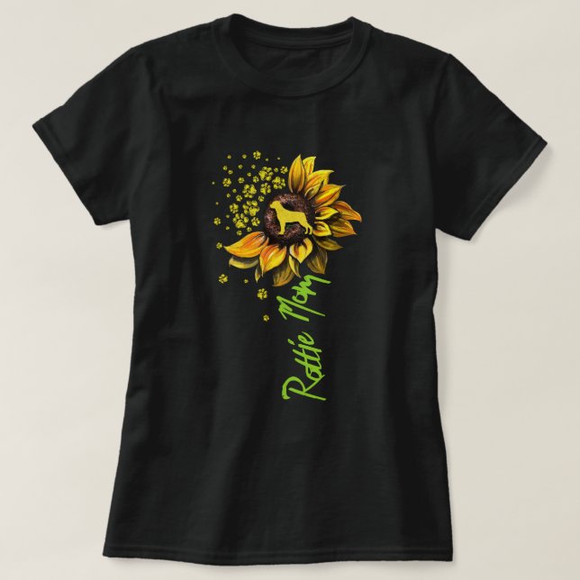 Rottie Mamma Solrosblommor Rottweiler Gifts Hund M T Shirt (Design framsida)