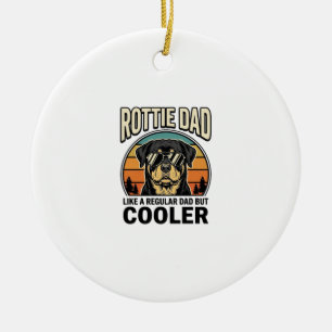 Rottie Pappa Liksom en Vanlig Pappa Men Cooler Des Julgransprydnad Keramik
