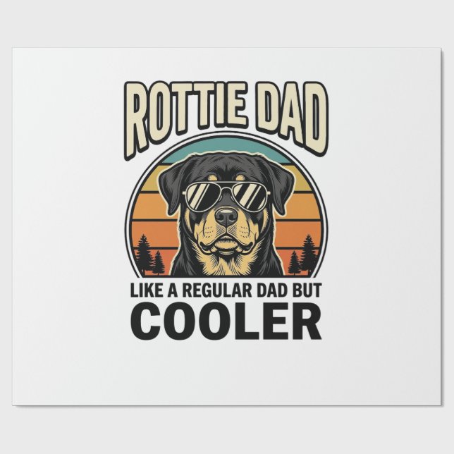 Rottie Pappa Liksom en Vanlig Pappa Men Cooler Des Presentpapper (Platt)