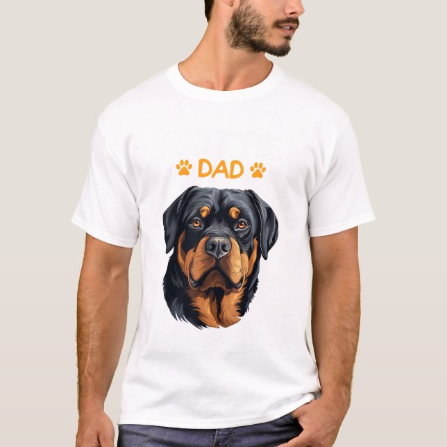 Rottie Pappa Rottweiler Hund T Shirt (Framsida)