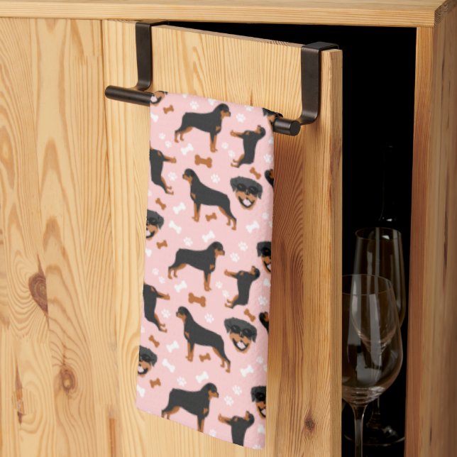 Rottie Rottweiler Blue Kitchen Towel Kökshandduk (Thirds Fold)