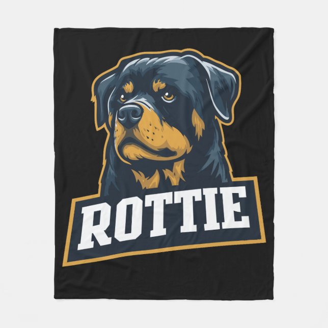Rottie – Starkes Rottweiler Portrait Fleecefilt (Framsidan)