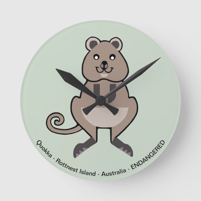 Rottnest Island - Cute lycklig QUOKKA - Rund Klocka (Framsida)