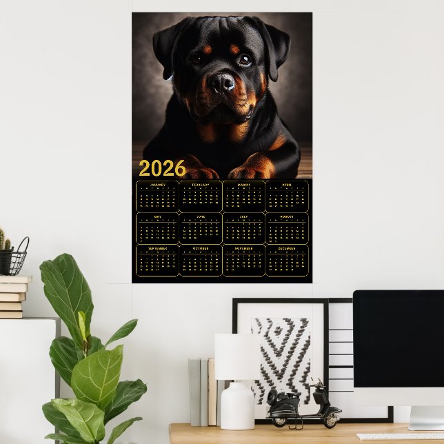 Rottweiler 2026 Calendar  Poster (Hemmakontoret)
