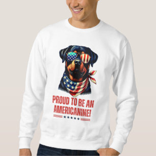 Rottweiler 4:e juli amerikanska Flagga Glass Lång Ärmad Tröja