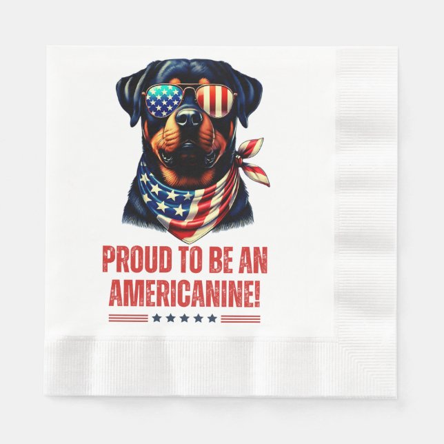 Rottweiler 4:e juli amerikanska Flagga Glass Pappersservett (Framsidan)