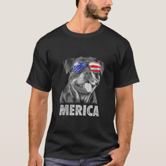Rottweiler 4:e juli Merica Manar American Flagga S T Shirt