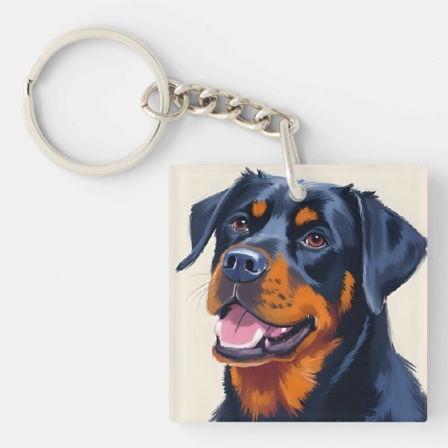 Rottweiler | Akvarell Hund Målarbild (Framsidan)