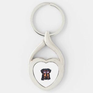 Rottweiler Älskare Gifts Twisted Heart Silverfärgad Nyckelring