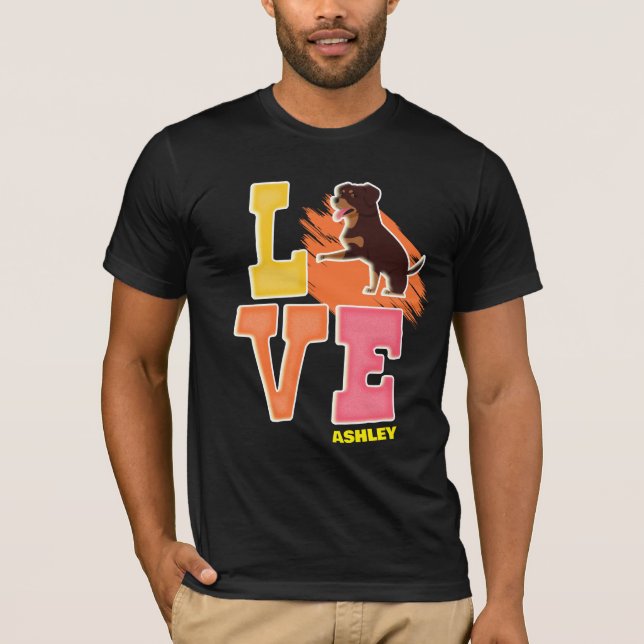 Rottweiler älskare gullig färg t shirt (Framsida)