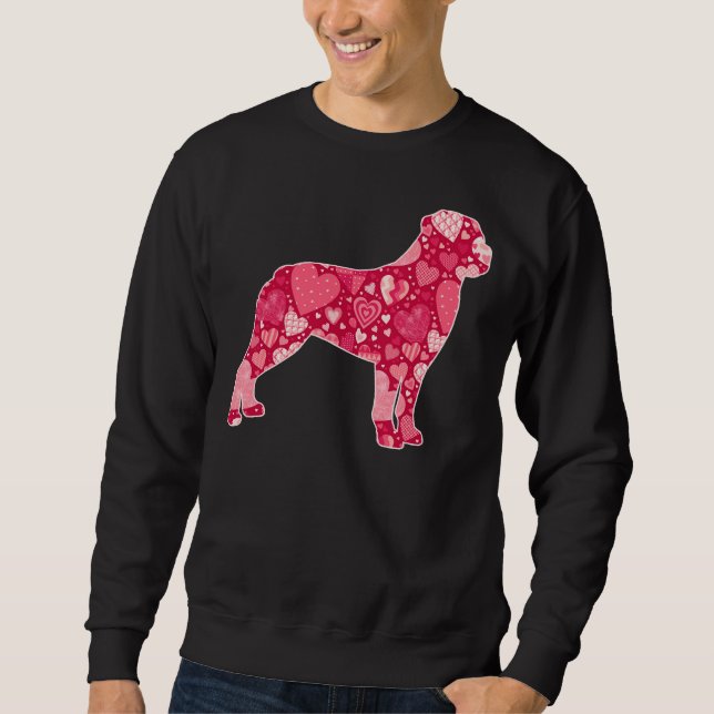 Rottweiler Älskare Hund Valentines day Cute Hearts Lång Ärmad Tröja (Framsida)