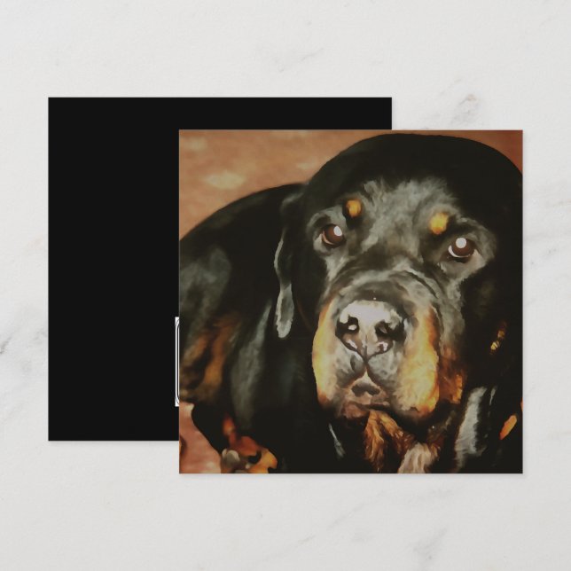 Rottweiler Älskare Pet Porträtt Inbjudningar (Fram/baksida)