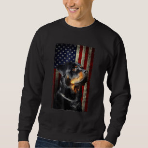 Rottweiler American Flagga USA Patriotic Hund Lång Ärmad Tröja