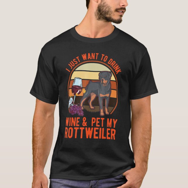Rottweiler And Wine Rotti Rottweiler 1 T Shirt (Framsida)