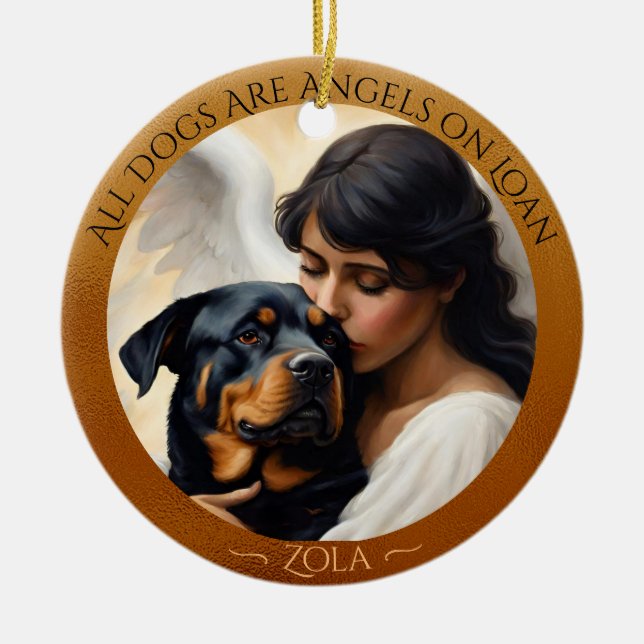 Rottweiler Angel Personlig Memorial Ceramic Julgransprydnad Keramik (Framsidan)