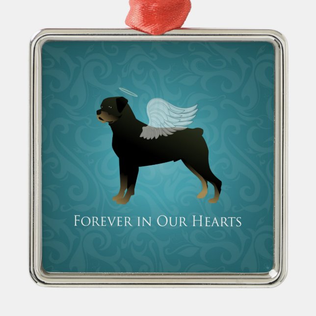 Rottweiler Angel - Pet Memorial Design Julgransprydnad Metall (Framsidan)