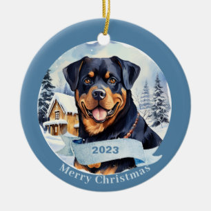 Rottweiler Art Hund Pet Julgransprydnad Keramik